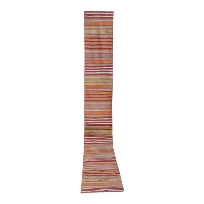 Turkish Striped Kilim Runner Rug 2'2'' X 17'2''
