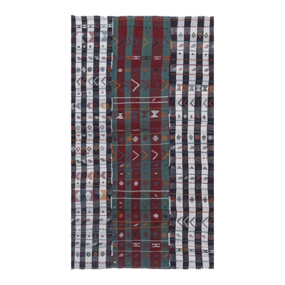 Vintage Turkish Kilim Rug With Tulu Details 4'11'' X 8'7''