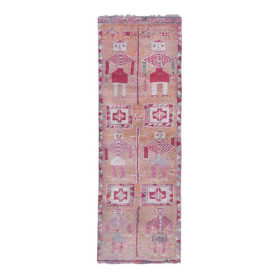 Vintage Faded Turkish Pictorial Rug 3'3'' X 9'4''