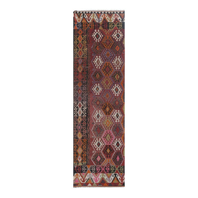 Vintage Red Turkish Kilim Runner 3'9'' X 12'4''