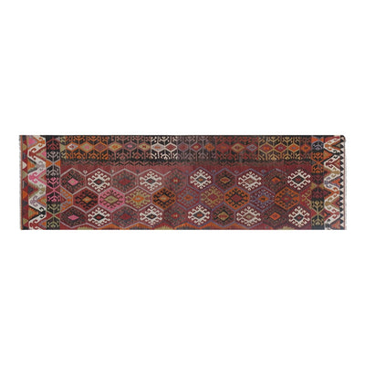 Vintage Red Turkish Kilim Runner 3'9'' X 12'4''