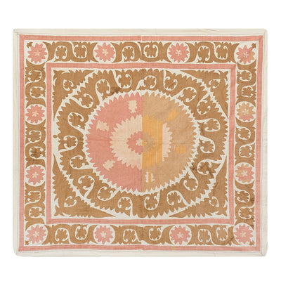 Suzani Faded Tapestry - Uzbek Table Cloth - Tribal Embroidery Wall Decor, Boho Bedspread, Ethnic Fabric, Suzani Throw 4'9'' x 5'3''