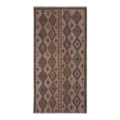 Vintage Embroidery Geometric Turkish Kilim Rug 4'10'' X 9'9'