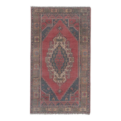 Vintage Faded Red Turkish Oushak Rug