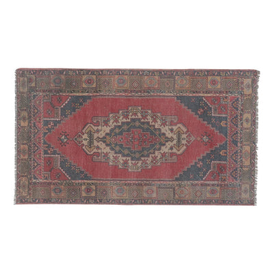 Vintage Faded Red Turkish Oushak Rug