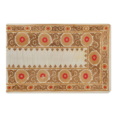 Suzani Tapestry - Tribal Embroidery Wall Decor, Faded Brown Suzani Bedspread, Ethnic Fabric, Suzani Throw 4'11'' x 7'3''