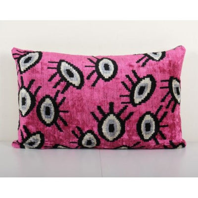 Silk Ikat Eye Pink Pillow Cover