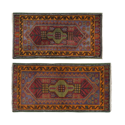 1960s Muted Color Turkish Small Area Rugs - a Pair