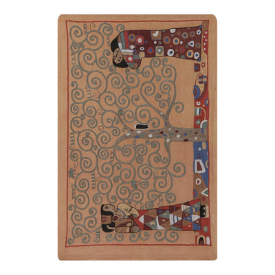 Vintage Folk Art Human Pictorial Suzani From Uzbekistan, Tree of Life Samarkand Suzani Tablecloth, Milky Brown Wall Decor 1'12'' x 2'9''