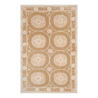 1960s Neutral Pink Samarkand Uzbekistan Suzani - Soft Color Uzbek Bed Spread - Vintage Suzani Bedspread 6'11'' x 11'2''