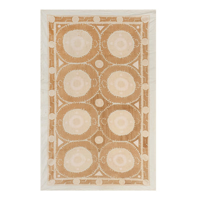 1960s Neutral Unusual Samarkand Uzbekistan Suzani - Soft Color Pink Suzani Bed Spread, Suzani Bedspread 7'10'' x 12'2''