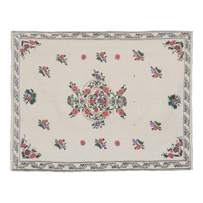 Handwoven Floral Pattern Needlepoint Kilim Rug, Turkish Mid