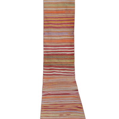 Turkish Striped Kilim Runner Rug 2'2'' X 17'2''