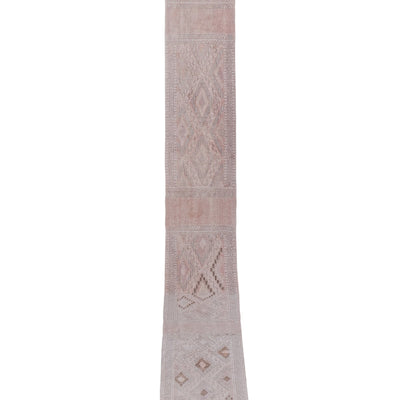 Vintage Faded Pink Turkish Kilim Rug 1'7'' X 15'9''