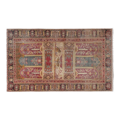 Distressed Turkish Pictorial Lion Rug 3'9'' X 5'12''