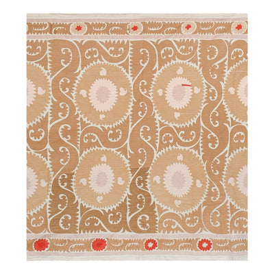 Vintage Large Pastel Suzani Bedspread From Samarkand, Faded Uzbek Wall Hanging Decor, Tribal Vintage Textile 7'7'' x 11'2''