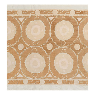 1960s Neutral Unusual Samarkand Uzbekistan Suzani - Soft Color Pink Suzani Bed Spread, Suzani Bedspread 7'10'' x 12'2''