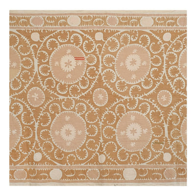 Vintage Pink Samarkand Tapestry - Tribal Embroidery Wall Decor - Embroided Large Suzani Bedspread From Samarkand 6'11'' x 11'6''