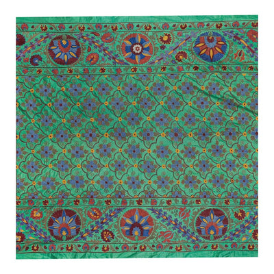 Silk Suzani Tapestry, Terra Cotta Suzani Wall Hanging Decor, Bukhara Tablecloth, Uzbek Embroidery Bedspread 6'1'' x 8'6''