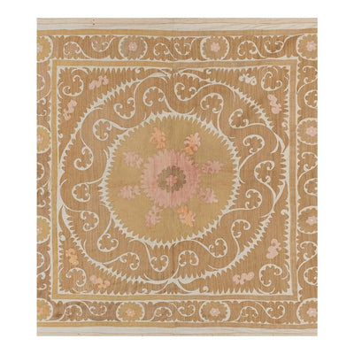 Suzani Wall Hanging Decor - Pastel Tribal Table Cloth Vintage Bedspread, Boho Wall hanging Decor, Ethnic Textile 4'9'' x 5'1''