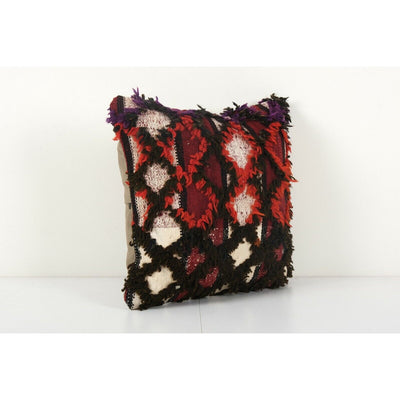 Vintage Handwoven Multi Color Turkish Flokati Rug Shagy Pillow Cover