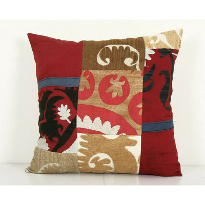 Turkish Suzani Cushion Cover, Embroidery Patchwork Uzbek Pillow Case