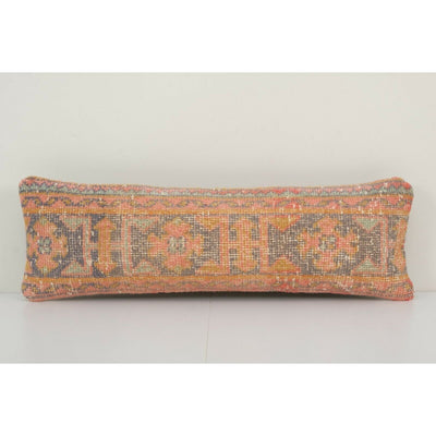 14" x 32" Distressed Turkish Oushak Rug Pillow - Vintage Bench Rectangular Rug