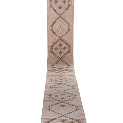 Neutral Pale Color Oversized Boho Chic Vintage Turkish Oushak Extra Long Carpet