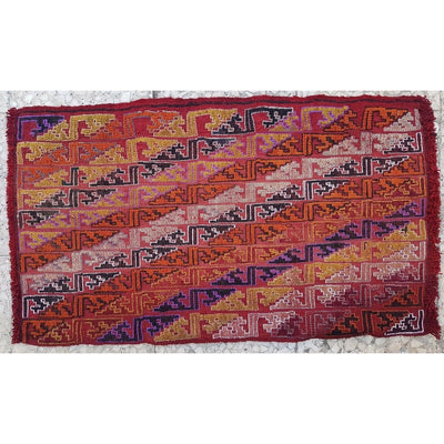 UNIQUE TURKISH JAJIM YASTIK AUTHENTIC FANTASTIC SMALL KILIM RUG 1.7x2.8 feet