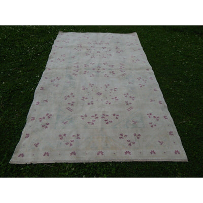 Oushak Rug, Mid Century Modern Primitive Decor Neutral Large Wool Carpet