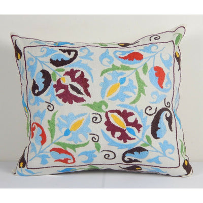 Uzbek Traditional Suzani Pillow Cases, Decorative Cushion 17" x 19"