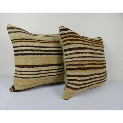 Striped Turkish Handmade Large Kilim Pillow 18" X 18"