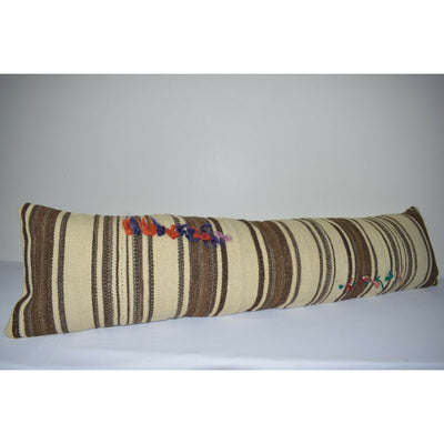 12" x 52" Bohemian Bedding Wool Kilim Pillow Cover Handmade Hippie Bed Pillow