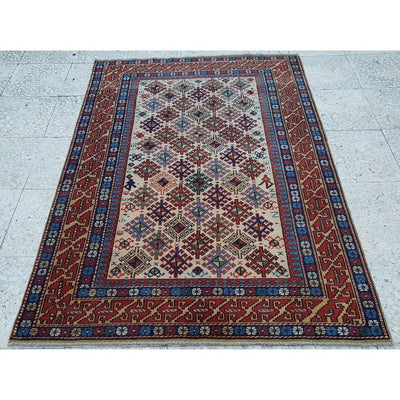 Turkish Shirvan Rug Carpet Vintage Rug from 1990s Handmade Wool 3'8'' X 4'12''