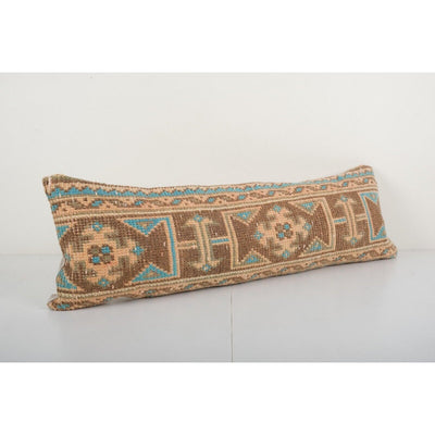 Faded Turkish Extra Long Bedding Rug Pillow, Turkish Long Kilim Pillow Cover