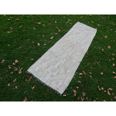 Distressed Vintage Kurdish Hand Knotted Herki Kilim Runner 2'11'' X 9'7''