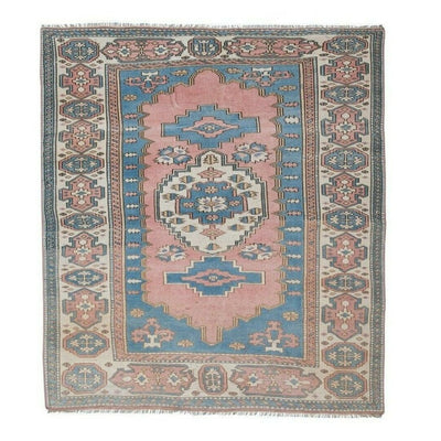 Vintage Turkish Kars Rug, Unique Pattern Handmade Wool Carpet 5'11'' X 6'7''