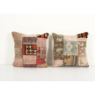 Patchwork Pillow Case Fashioned from a Vintage Turkish Wool