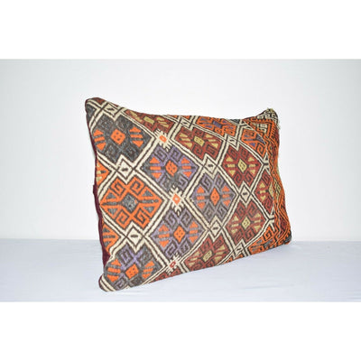 16" X 24" Turkish Kilim Pillow, Handwoven Kilim Pillow, Orange Kilim Cushion