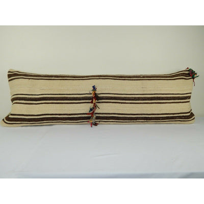 Vintage Hemp Turkish Bedding Kilim Pillow, Handwoven Kilim Pillow, 16" X 48"