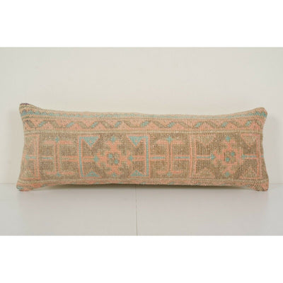10" x 28" Anatolian Bedding Rug Pillow, Lumbar Pillow Cover, Ethnic Vintage