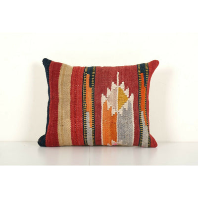 Handmade Geometrical Red Anatolian Kilim Pillow