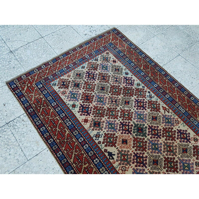 Turkish Shirvan Rug Carpet Vintage Rug from 1990s Handmade Wool 3'8'' X 4'12''