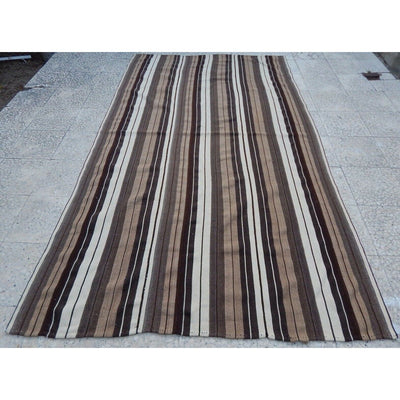 Organic Cream and Gray Color Stripe Kilim Rug,Interior Design Kelim,5'x8'5''