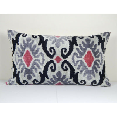 Extra Long Velvet Ikat Pillow Cover, Rare Size Velvet Cushion Cover 15" x 27"