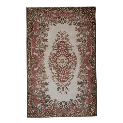 Vintage Hand Knotted Turkish Oushak Rug 5.8 x 9.1 ft. for Home and Office Decor