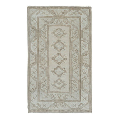 Handmade Carpet Vintage Turkish Milas Rug Pastel Colored Country Rug 5'2" X 8'1"