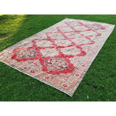 1970s Vintage Turkish Light Red Oushak Rug, Living Room Rug, Oversized Carpet
