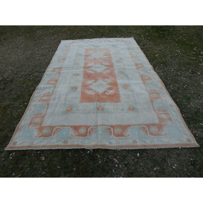 Vintage Distressed Pastel Color Oushak Area Rug 6'5'' x 10'3''