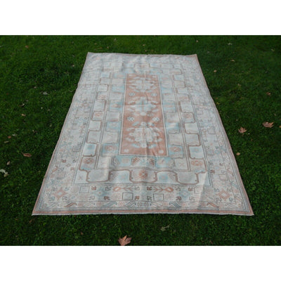 Neutral Soft Colors Large Wool Rug, Oriental Turkey Oushak Carpet 6'7" X 9'2"